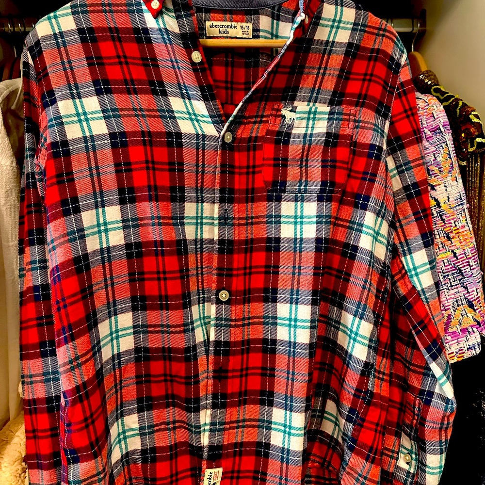 Abercrombie kids boys dress flannel shirt